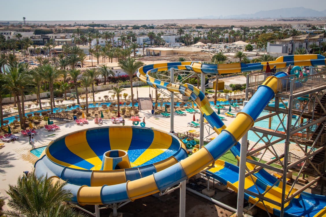 Colorful water park slides at one of the best Malaysia theme parks for families