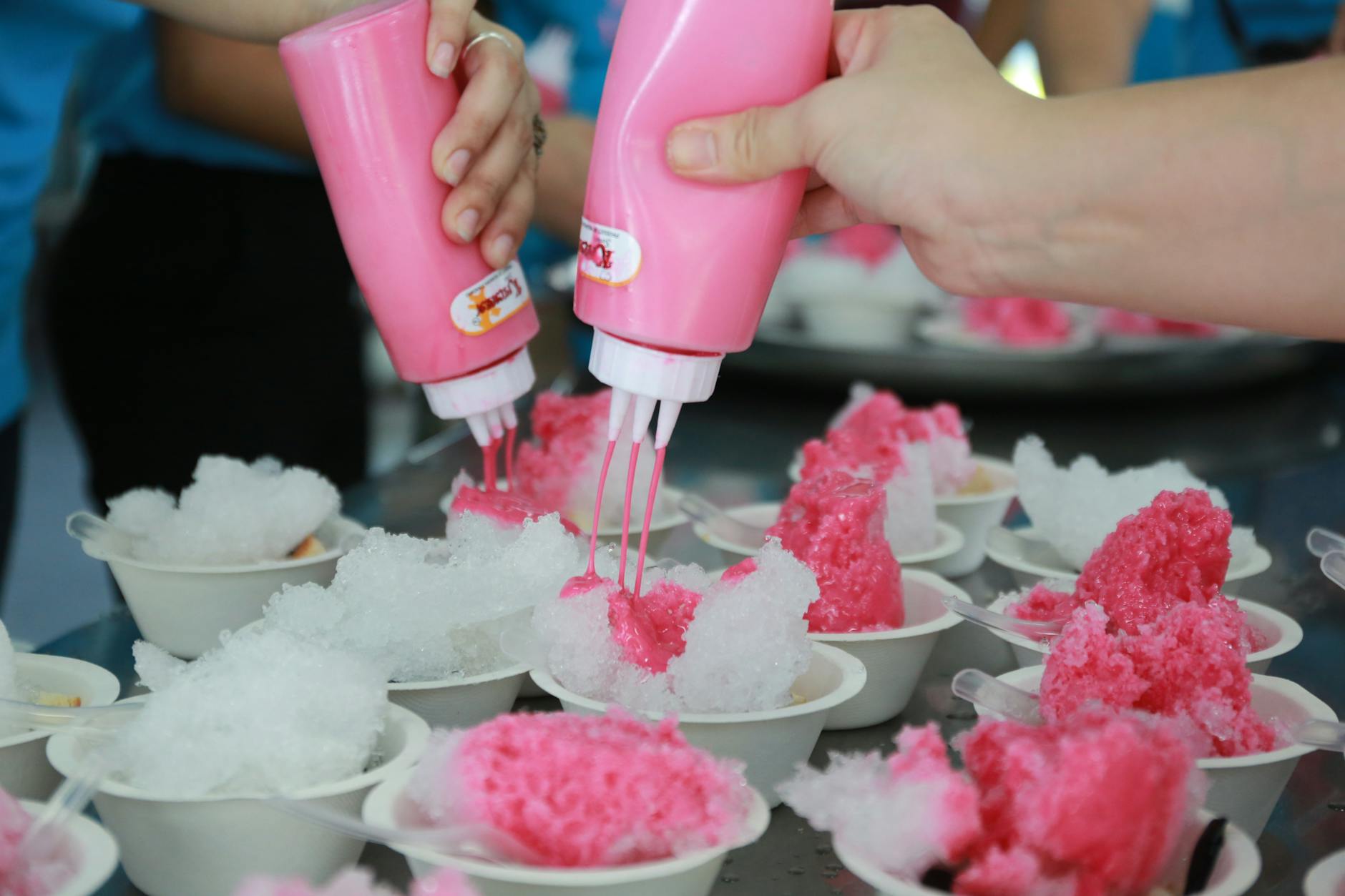 Colorful Malaysian shaved ice dessert drink with sweet toppings, similar to cendol and ais kacang served at hawker centers