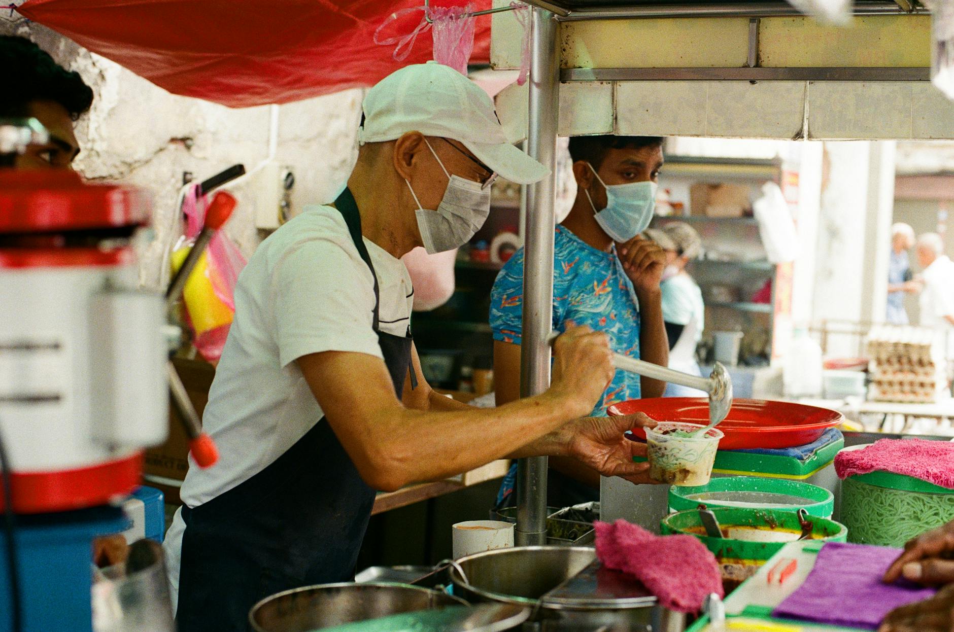 Delicious hawker street food dish served at a Penang food stall in Malaysia