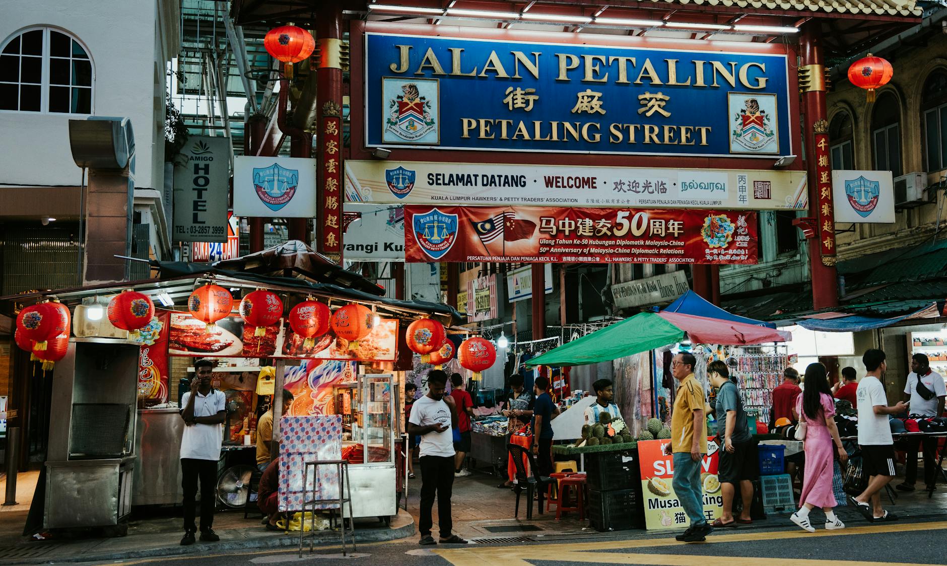 Petaling Street in Kuala Lumpur - popular tourist area in Malaysia for visa-free visitors