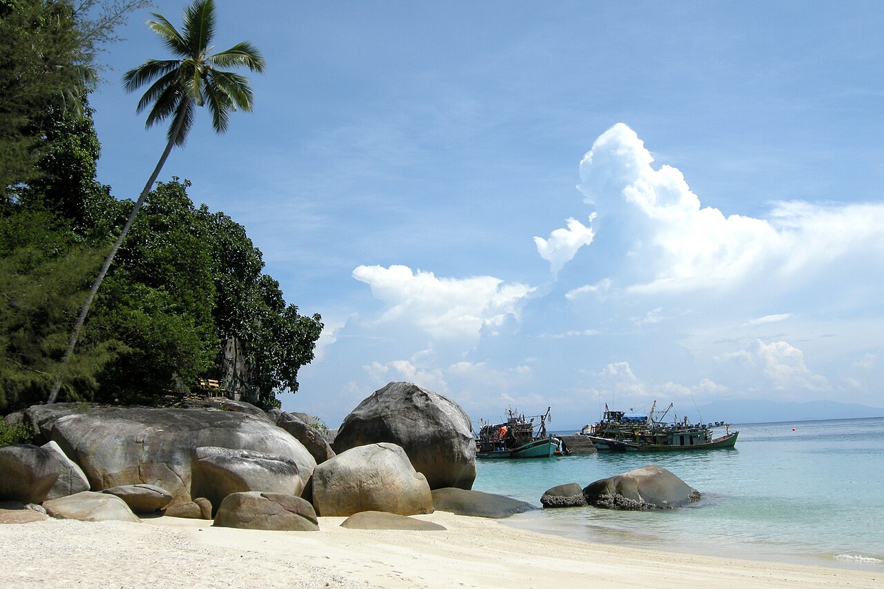 Tropical beach with clear turquoise water on Perhentian Besar, Malaysia