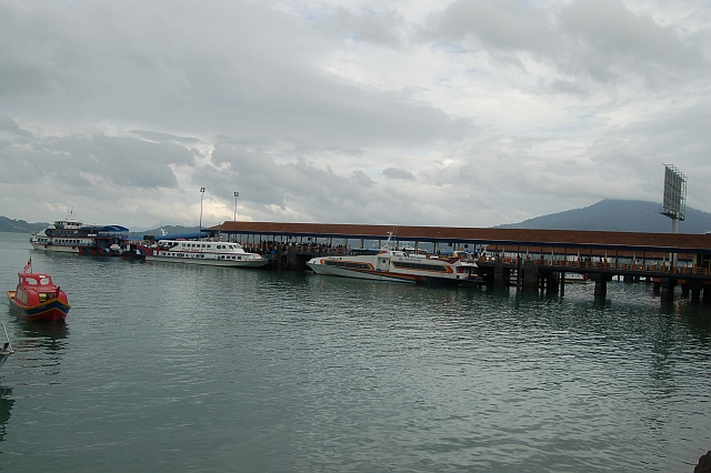Ferries docked at the jetty in Kuah town, Langkawi's main ferry arrival point