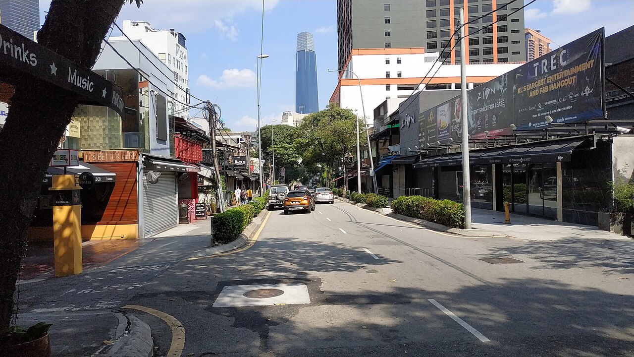 Street in the Bukit Bintang backpacker district of Kuala Lumpur, Malaysia