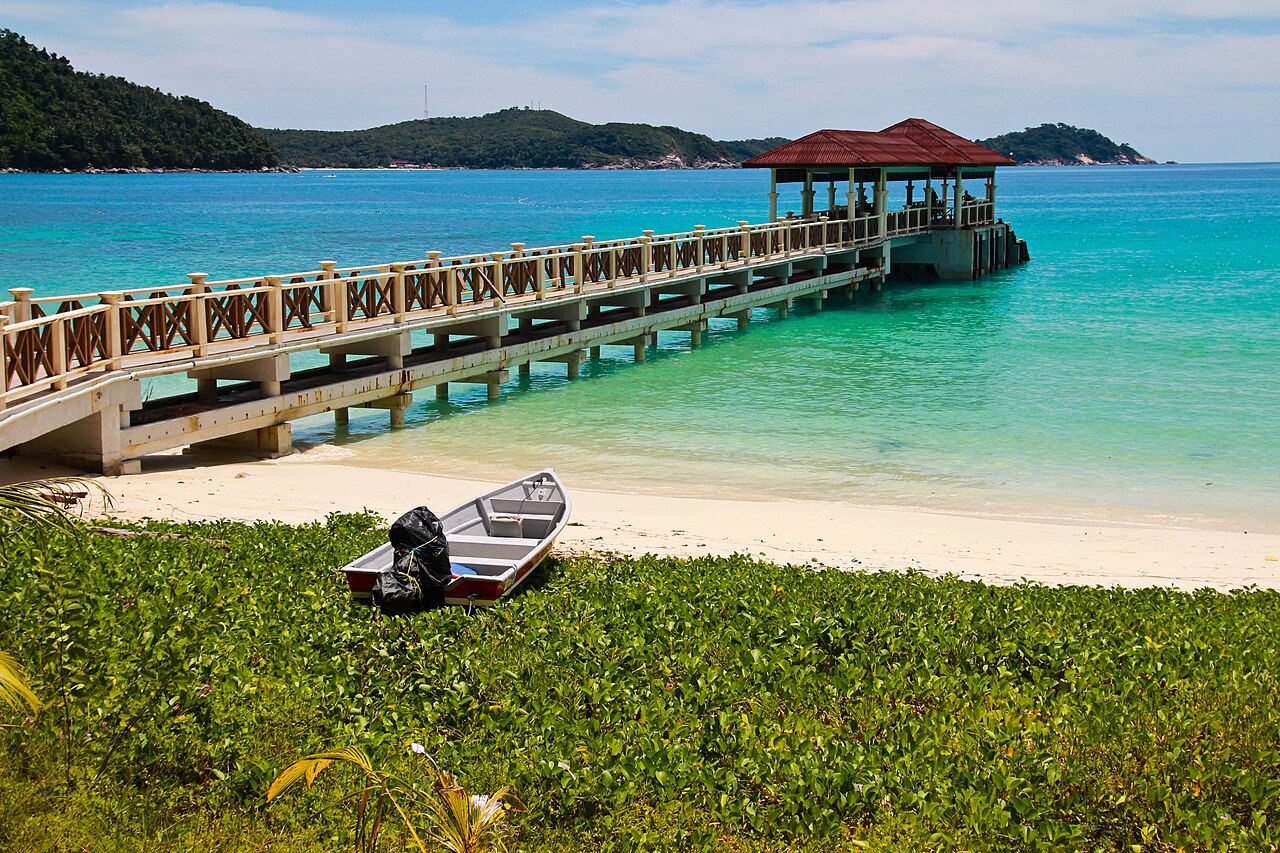 The jetty and shallow turquoise water off Perhentian Besar, Terengganu