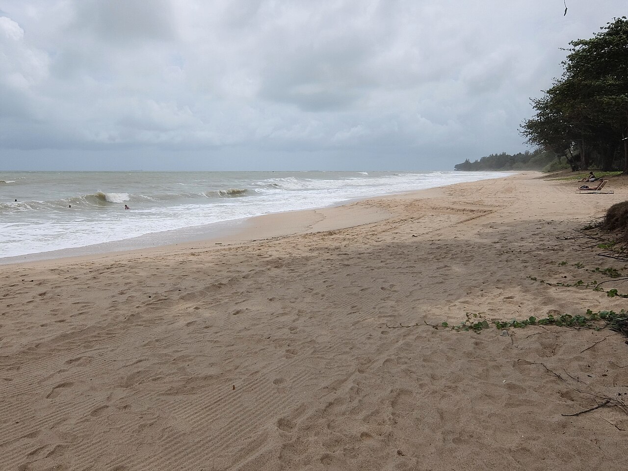 Wide sandy beach at Desaru Coast on Malaysia's southeastern coastline