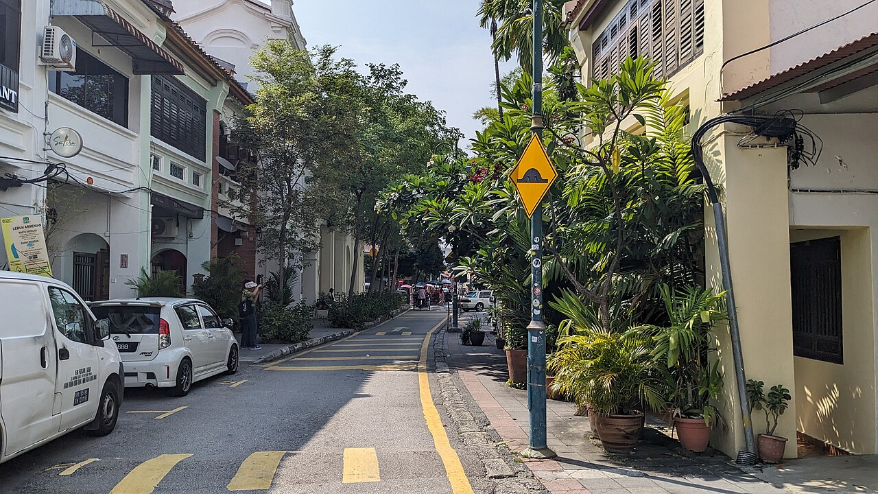 Lebuh Armenian street in the pedestrianized heritage core of George Town, Penang
