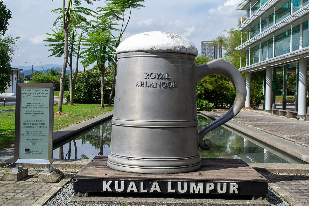 The oversized pewter tankard marking the entrance to the Royal Selangor Visitor Centre in Kuala Lumpur